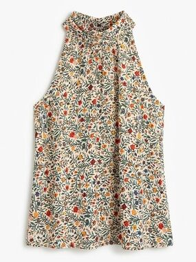 Ann Taylor Factory Floral Sleeveless Flowy High Neck Top Size Medium